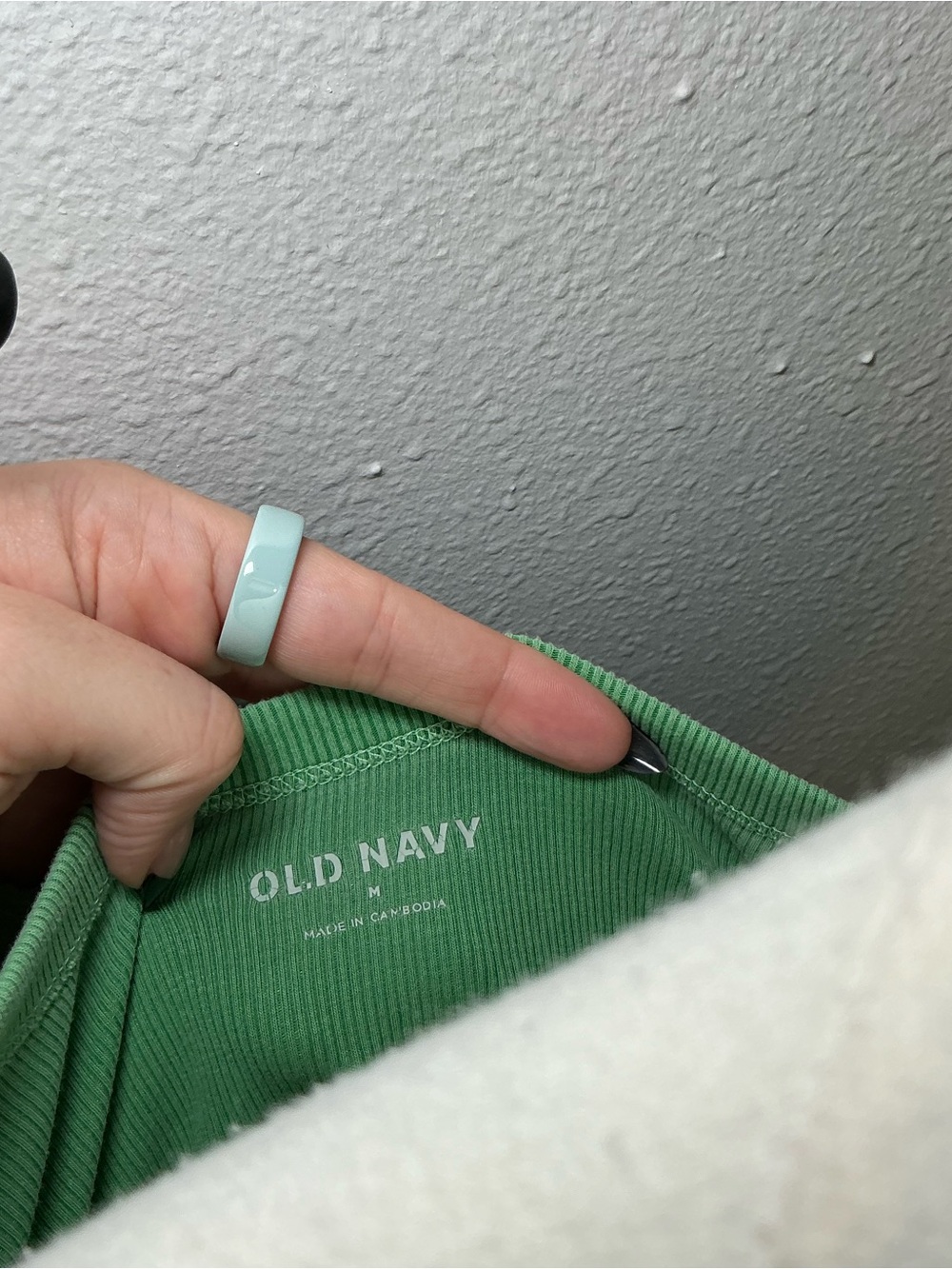 Old Navy Green Ribbed Tank Top Cami Stretch Basic Size Medium - Picture 4 of 5